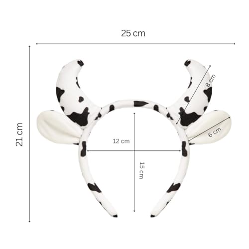 Image of Radhu & Kabby Cow Horn Headband | Soft Plush Cow Print with Cute Ears & Horns | Fun Party, Costume & Festive Accessory for Women & Kids | Comfortable & Lightweight | Pack of 1