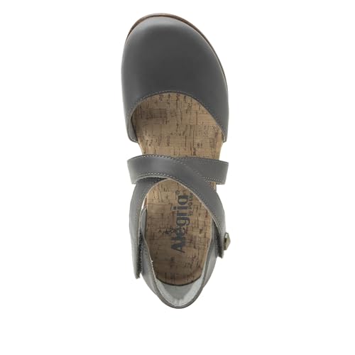 Image of Alegria Womens Savina Leather Wedge - Stylish and Versatile Mary Jane for Endless Support - Enhanced Arch Slip Resistant Platform Ankle Cross Strap Heel for Professionals