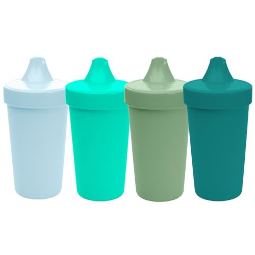 Image of Re-Play Spill-Proof Sippy Cups for Toddlers - Kids Reusable 10 Oz Set of 4, Dishwasher & Microwave Safe, Made in USA, Sea Glass