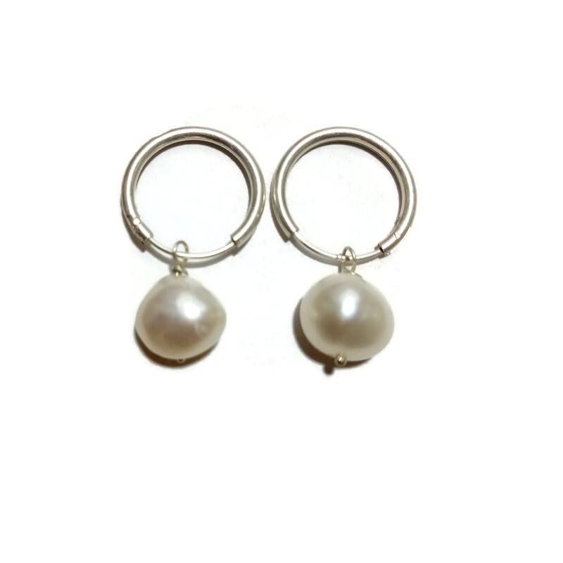 The Queen Jewellery Pearl Half Hoop Earrings For Women with Freshwater Pearl | White Pearl Earrings | Real Pearl Hoop Earrings for Women (B0BPJJDPRC) Amazon Price History, Amazon Price Tracker