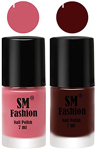 Image of Long Lasting Nail Polish | Nail Paint Combo 7 ml Each) - Set of 2 Nude Pink-Wine