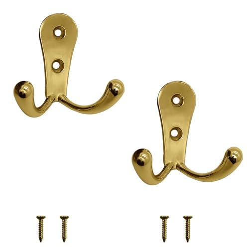 Image of VOLO Two pin Clothes Hanger Hook Premium and Stylish Door Hangers for Clothes, Door Cloth Hanger, Cloth Hooks /Hanger, Hooks Rail for Hanging Keys,Clothes,Towel (Antique Brass Finish, 4)