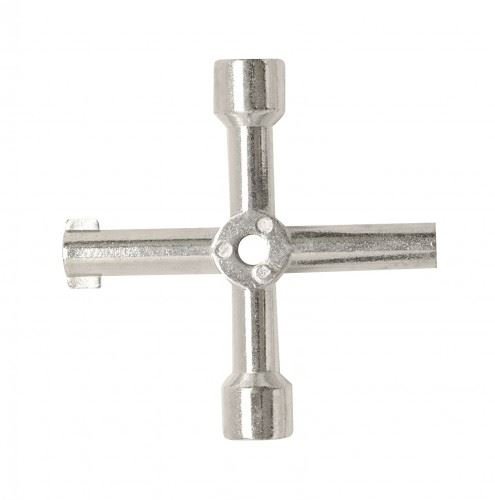 Fort Fasteners Bzp Finish Meter Box Key Gas Key Meter Key 4-Way Multi-Functional Utilities Key For Electric Cupboard Cabinet Opening Key (Zinc Plated)
