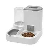 Comedero y Bebedero automático 2 en 1 para Gatos y Perros – Dispensador de Comida 2,2 L y Agua 1 L, diseño Compacto, Materiales Resistentes, Color Gris – Uso Diario en Interiores