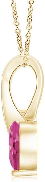 ダイヤモンド付きハートシェイプのピンクサファイアリボンペンダント|14Kイエローゴールド|彼女の為にジュエリーギフト