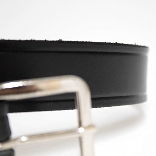 Amish-Made Cowhide Casual Leather Belt, Work Belt with Chrome Buckle and Snaps, 1/8" Thick and 1.25" Wide, Black, 62"4