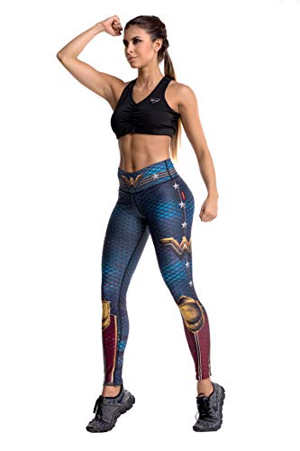 Drakon FP Wonder Woman Thick High Waist Yoga Pants Tummy Control Workout Running WW Pants Yoga Leggings for Women Wonder Woman Tights for Women Athletic Workout Blue