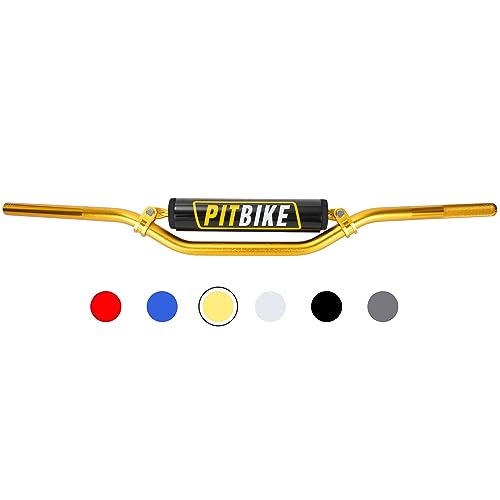 Image of Motorcycle Handlebars 7 /8 Inch,RUTU Universal Dirt Bike Handle Bar with Crossbar Pad Low-Rise Drag Bar for Motocross ATV Quad-Golden