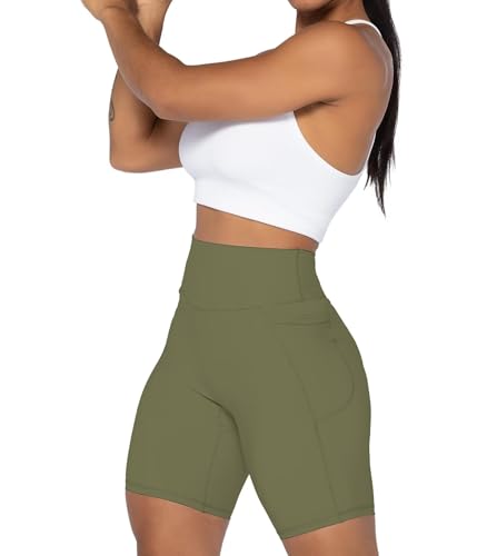 Image of Sunzel No Front Seam Biker Shorts for Women with Pockets, Yoga Workout Gym Bike Shorts with Tummy Control | 3, 5 Or 8-Inch Inseam, High Waisted, No Front Seam, Side Pockets, Buttery Soft, Compression Fit, Squat Proof, Tummy Control