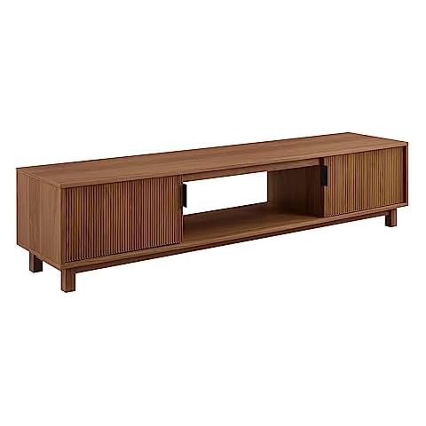 Walker Edison Walton Modern Fluted-Door Low Stand for TVs up to 80 Inches, 70 x 15.75 x 16 inches, Mocha Cover