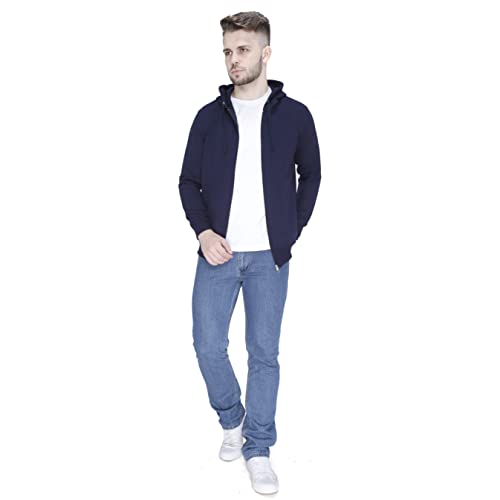 Image of Plain Zip Neck Hooded Winter Cotton Sweatshirt with Full Sleeves