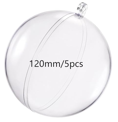 KENAST Clear Plastic Fillable Ornaments Ball, DIY Ornaments for Christmas, Wedding, Party, Home Decor (120mm/4pcs)