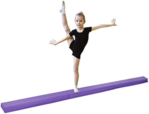 Oteymart 6FT Balance Beam Folding Gymnastics Beam Extra Firm Foam Anti-Slip Bottom Equipment for Floor Home Training, Kids, Adults (6)