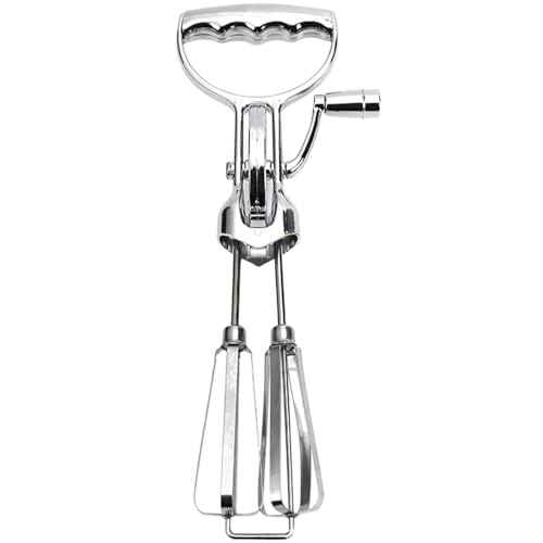 Batámetro de huevo de manivela de mano, batidor de huevo giratorio de acero inoxidable, batidora de mano doble con manivel