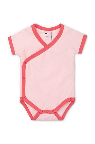 MONICA + ANDY Short Sleeve Jack & Jill Bodysuit 1-Pack, Size 6-9 Months, Pink, 100% Organic Baby Clothes for Girls & Boys, Super Soft Sustainable Cotton, Newborn, Infant & Toddler Sizes