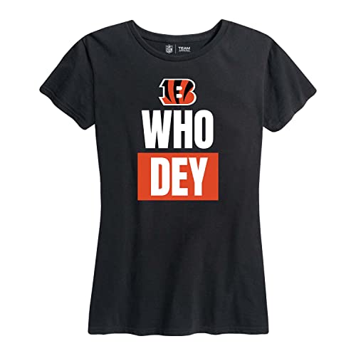 NFL Womens Team Slogan Short Sleeve Tshirt, Official Apparel, Tagless Shirt with Contour Fit for Women (Cincinnati Bengals - Black, Womens Small)