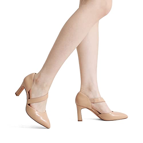 DREAM PAIRS Women's High Heels Comfortable Work Pumps,Nude-Pu,8.5 - image 2