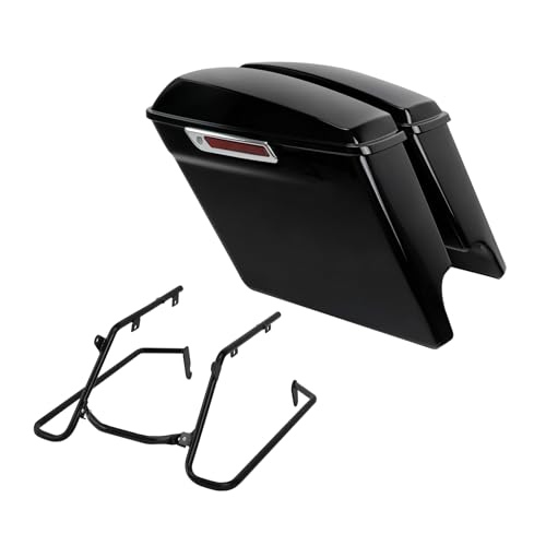 TCT-MOTORPARTS alforjas rígidas estiradas 5" negras con soportes de conversión para Harley Softail Fat Boy Breakout 2018-2025 miniatura 1