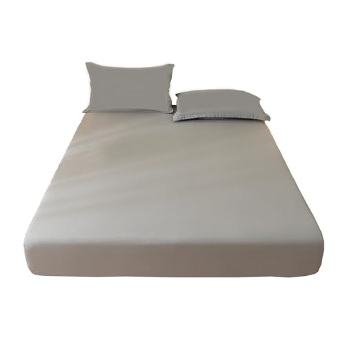 Protector de Colchón | Cubre Colchon Elástico | Anti Bacterias y Transpirable | Lavable y Ajustable | Absorbente | para Colchón hasta 30 cm (Gris Claro,180 x 220 cm)