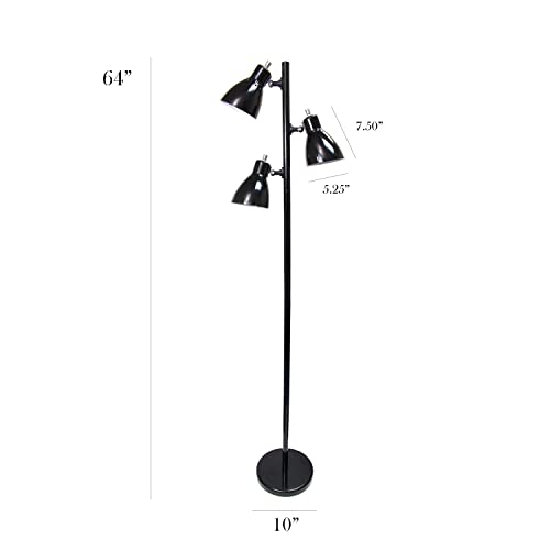 Simple Designs Lf2007-Blk Metal 3 Light Tree Floor Lamp, Black #TOP1