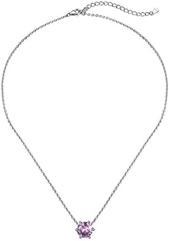Silvora Sterling Silver Birthstone Pendant Necklace with Shiny Cubic Zirconia for Women Girls Birthday Jewelry