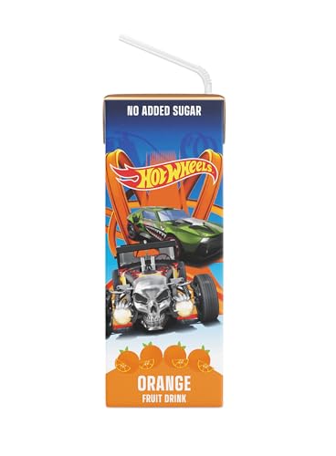 Hot Wheels Orange Fruchtsaft, leckerer Saft für Kinder, mit Strohhalm, ohne Zuckerzusatz, Dreierpack (3x200ml)
