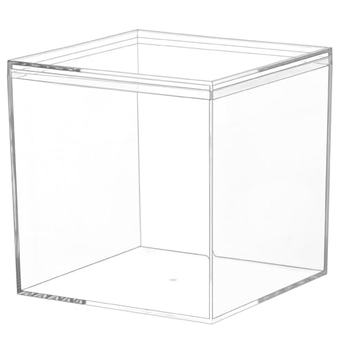 Dayaanee Acrylic Box with Lid Acrylic Plastic Square Containers, Plastic Square Cube with Lid Storage Box 5.9x5.9x5.9 Inches for Candy Pill and Tiny Jewelry