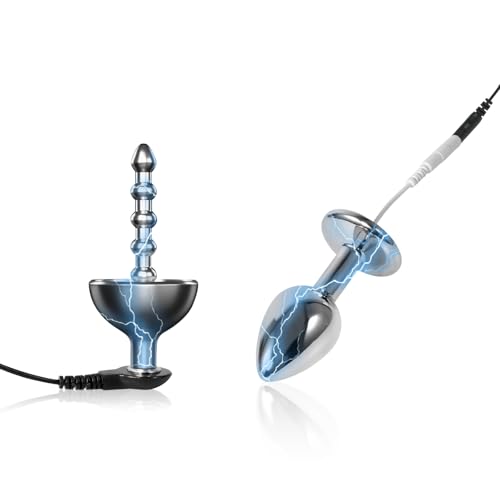 AMAZBEE Masseur électrique de la prostate pour hommes Plug électrique anal pour la dilatation anale Plug pénis en acier inoxydable avec stimulation électrique (A)