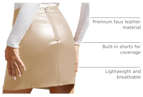 Image of We1Fit Womens Fuax Leather Skirt High Waisted Bodycon Pencil Mini Skirts with Shorts
