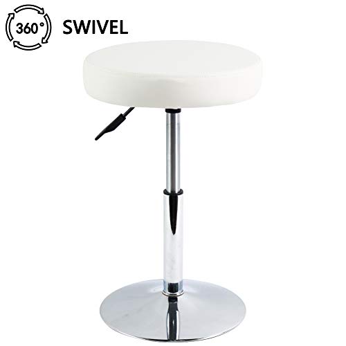 Image of FURWOO White Short Shop Stool - Height Adjustable Swivel Chair Stool for Office,SPA,Salon,Manicure and Tattoo Stations Small