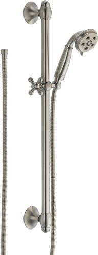 Delta Faucet 3-Spray H2Okinetic Slide Bar Hand Held Shower with Hose, Stainless 51308-SS