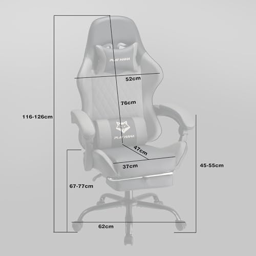 Play haha.Ergonomic reclining seat with footrest adjustable headrest and lumbar cushion high back support padded armrests PU leather finish for gaming home or office use - Image 4