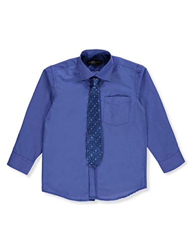 Kids World Boys' Dress Shirt & Tie (Patterns May Vary) - Royal Blue, 143