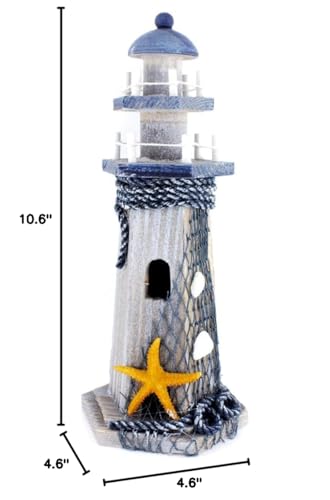 Chaomian Home Ornaments Starfish Wooden Lighthouse 10.6" High Nautical Themed Rooms Lighthouse