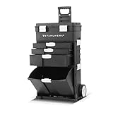 STAHLWERK Werkzeugtrolley WTZ-820 ST 3 in 1 Modul-System, Werkzeugkoffer/Werkzeugkiste/Toolbox/Systemkoffer mit verstellbarem Tragegriff und gummierten Rädern