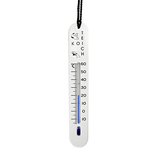 Lantelme Teichthermometer 19cm sinkend mit Schnur Temperatur -15°C bis 60°C für Fischzucht | Für Fische wie Koi Forellen Karpfen Gartenteich Koizucht | Analog Teich Thermometer Wassertemperaturmesser