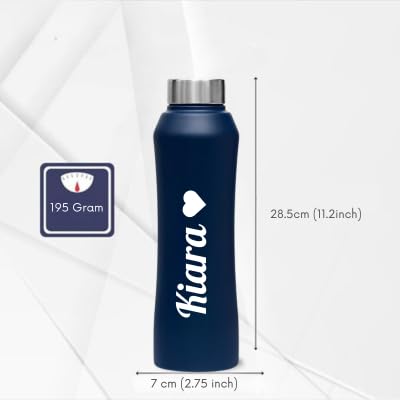Image of Caspian Vibe Customised Stainless Steel Water Bottle 1L, P Blue with Logo Print - Personalised Water Bottle with Your Name Print for Kids Boys Girls School Office Gym- Perfect for Corporate Gifting