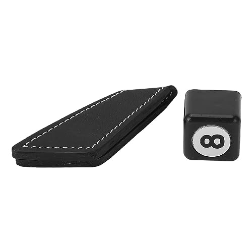 Suporte magnético de giz de bilhar preto de liga de alumínio com clipe de cinto de couro, acessórios