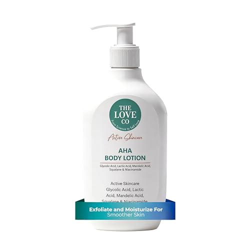 Image of THE LOVE CO 10% AHA + 2% BHA Body Lotion - Nourishing Formula for Dry Skin - Women & Men - Enhanced with Niacinamide, Shea Butter, Vitamin E - 325ml