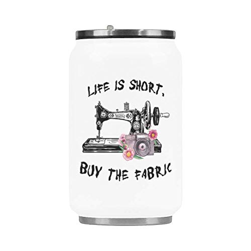 Life Is Short, Buy the Fabric Stainless Steel Vacuum Mug/Travel Mug/Coffee Mug/Travel Cup/ - 10.3 Ounce
