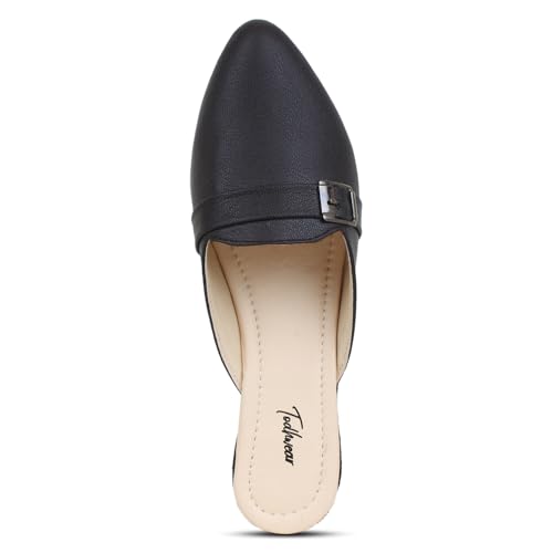 Image of Todhwear Flats Slip On Backless Loafers Womens Slides Shoes Office Mules | Casual Flats Slides Mules for All Day Comfort | Flat Fashion Sandals |