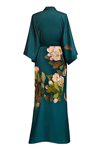 KIM+ONO Plus Size Women's Satin Kimono Robe Long - Floral3