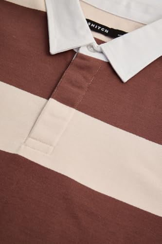 Image of SNITCH Men's Polo T-Shirt | Slim Fit Striped Pattern with Long Sleeves Breathable Cotton Fabric for Ultimate Comfort & All Day Casual Wear