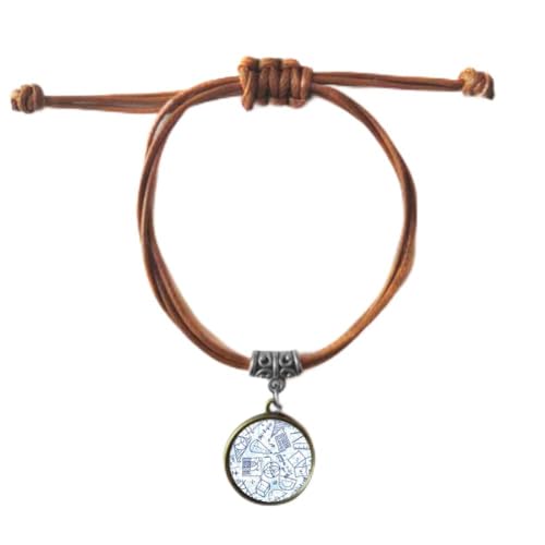 Bracelet maths règle calculatrice bleu en cuir double ajustable