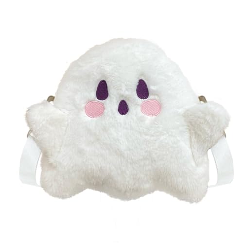 Halloween Cute Ghost Purse Plush Mini Crossbody Candy Bag Fluffy Spooky Season Crossbody Purse Kawaii Cartoon Shoulder Bag for Women