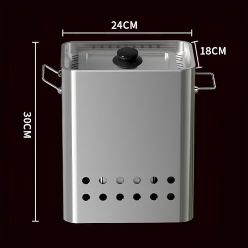 Parrilla de carbón portátil sin humo, barbacoa vertical para 26 pinchos, perfecta para camping, picnics y patios, incluye guantes, ideal para colgar al aire libre