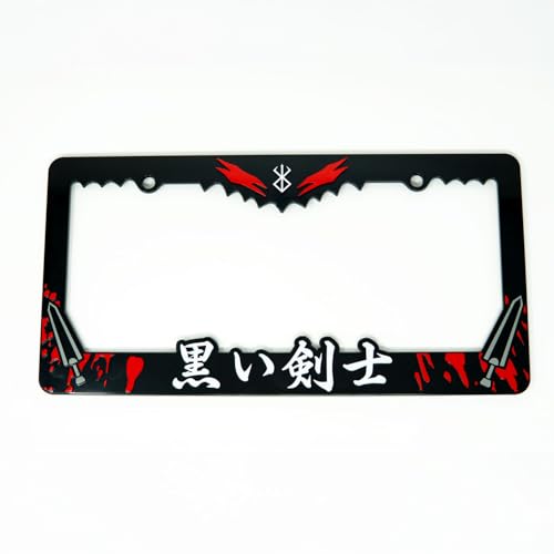 Anime License Plate Frame, Berserk Black Swordsman License Plate Frame, Fits Standard US Vehicles...