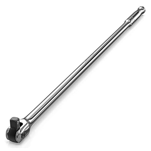 Olsa Tools Breaker Bar 1/2-Inch Drive 25" Length | 180 Degree Flex Head | Rotating Head | Spring-Loaded Detent Ball | Heavy Duty Chrome Vanadium (Cr-V) | Great for Automotives, Nuts and Bolts