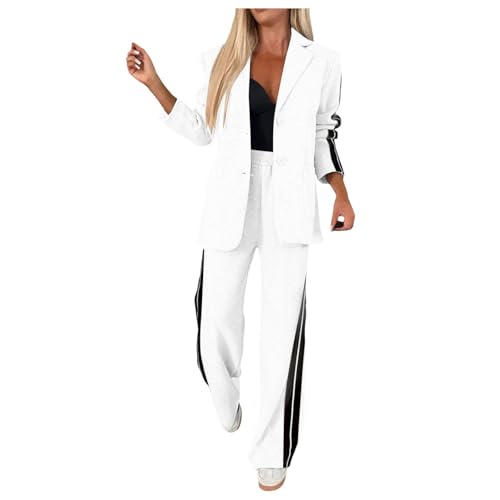 Blazer con botón exclusivo y pantalón de traje confección premium para mujer elegante