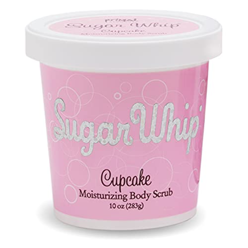 Primal Elements Sugar Scrub, Exfoliating Sugar Whip, Face and Body Cleanser, Moisturizer, Cupcake, 10 oz Package
